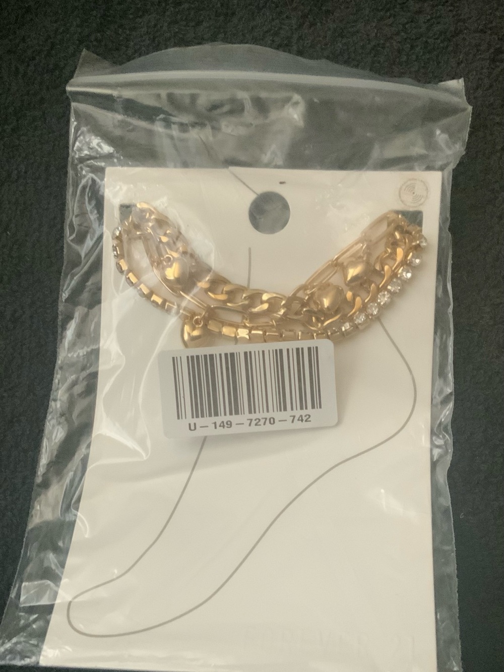 Forever 21 Gold-Tone Chain Anklet with Crystal Accents